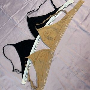 Hanes Black and Tan Bralette Duo